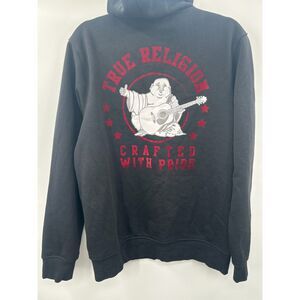 True Religion Big HS Flock Zip Hoodie Jet Black Size M Sweatshirt